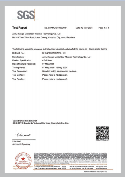 Phthalate Free test for Wood look SPC vinyl flooring