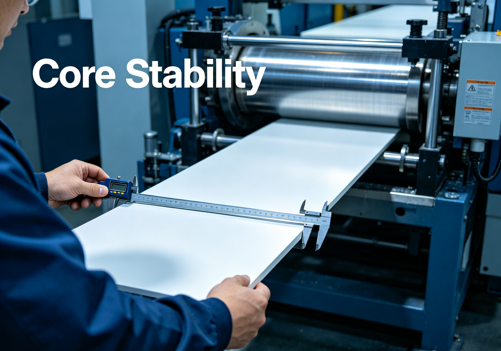 Rigid core SPC flooring extrusion precision monitoring