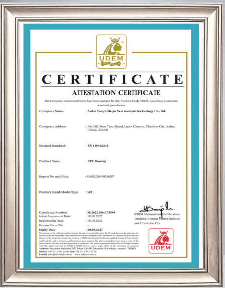 CE certification for Rigid core spc flooring factory