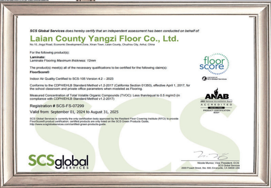 FloorScore global for Waterproof SPC vinyl plank